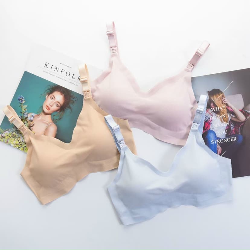 Ảnh Áo ngực bầu và sau sinh 2MAMA đúc nguyên khối không đường may có khuy cho bé ti sau sinh V101 4
