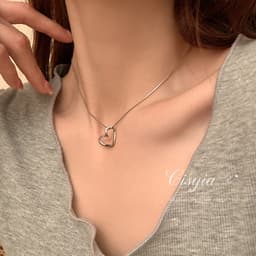 Thumbnail Vòng cổ bạc 17KM Thép không gỉ mặt trái tim đơn giản thời trang cho nữ 3