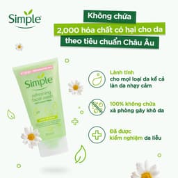 Thumbnail Sữa Rửa Mặt Dưỡng Ẩm Cho Da Dầu Mụn Nhạy Cảm Simple Kind To Skin Refreshing Facial Wash 150ml 3