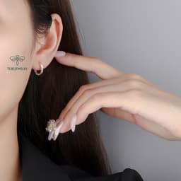 Thumbnail Khuyên tai bạc TLEE tròn trơn bản dày phay bắt sáng trendy TLEE JEWELRY B0133 2