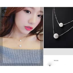Thumbnail Dây chuyền bạc Ý 925 Huệ Ngân - Bồ công anh 2 tâng xinh xắn PP1205 3