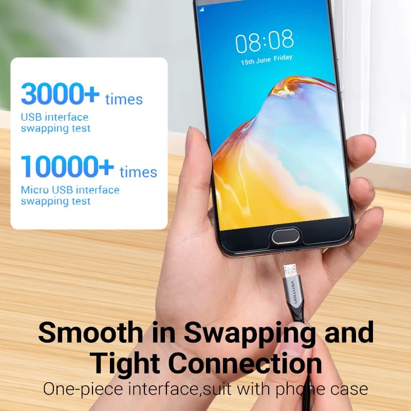 Ảnh Cáp Micro USB Sạc nhanh Vention 3A Dây ruyền dữ liệu bện nylon dành cho Android 3