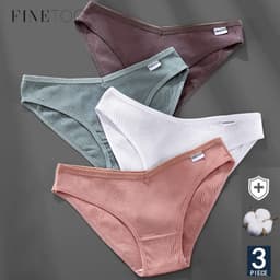 Thumbnail Set 3 chiếc quần lót cotton FINETOO màu trơn size M-XL cho nữ 2