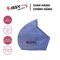Thumbnail Khẩu Trang Vải Kissy 3D Người Lớn Xanh Kẻ Nhạt Vải Cotton Sợi Hoạt Tính Chống Tia UV Ngăn Bụi Mịn PM 2.5 2