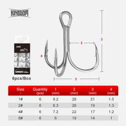 Thumbnail Set 6 móc câu cá Kingdom bằng thép carbon cao cấp chống ăn mòn 9626 1