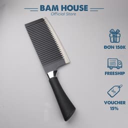 Thumbnail Dao bếp đa năng inox Bam House lưỡi gợn sóng siêu bén cán cao su cao cấp DGS01 4
