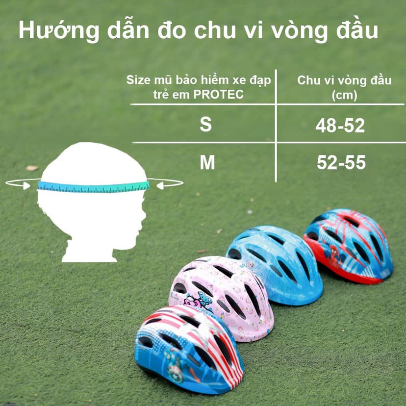 Ảnh Mũ bảo hiểm xe đạp dành cho bé gái 1-12 tuổi Protec SMILE, họa tiết xinh xắn đáng yêu, có đèn hậu an toàn 4