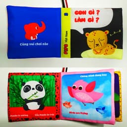 Thumbnail Sách vải PiPoVietnam kích thích thị giác - Song ngữ Anh Việt - Con gì làm gì 3