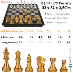 Thumbnail Bộ Cờ Vua Nam Châm Cao Cấp Cỡ Vừa 32cm Theo Tiêu Chuẩn Quốc Tế Phủ Nhũ Vàng Nhũ Bạc Hãng Amalife 1
