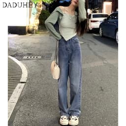 Thumbnail Daduhey Quần jean ống rộng lưng cao thời trang cho nữ với 6 màu tùy chọn 4