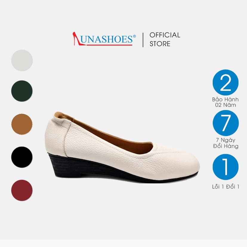 Ảnh Giày da bò nữ 3p LUNASHOES 2103 búp bê mũi vuông đế tpr chống trơn bảo hành 2 năm siêu bền 3
