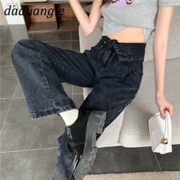 Thumbnail Quần jean DADUHEY ống rộng lưng cao phối nhiều nút size lớn thời trang retro cho nữ 3