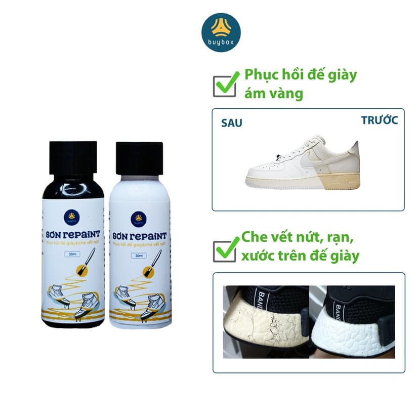 Ảnh Sơn Repaint giày - Phục hồi đế giày và che vết nứt trên đế giày (30ml) tặng kèm 2 cọ quét và cọ vẽ nét - PKBB213 2