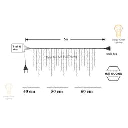 Thumbnail Đèn nháy thả rèm Energy Green Lighting trang trí 8 chế độ DL456 Ngang 4,5 mét 19 dây thả xuống 40,50,60 cm Có đầu nối 4