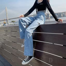 Thumbnail Quần jeans dáng dài phối rách cá tính hợp thời trang dành cho nữ 4