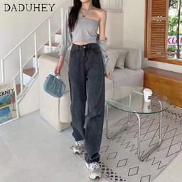 Thumbnail Quần jean Daduhey ống rộng dáng suông rộng mỏng cạp cao thời trang mới mùa hè 2022 2