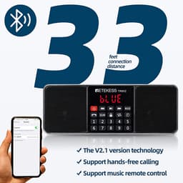 Thumbnail Retekess TR602 Đài phát thanh Bluetooth âm thanh nổi AM FM di động với loa máy nghe nhạc MP3 không dây Hỗ trợ đầu vào Thẻ TF Đĩa USB có màn hình LED Hẹn giờ ngủ (Đen) 2