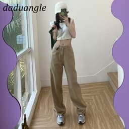 Thumbnail Quần khaki Daduhey lưng cao ống rộng phong cách Hàn Quốc thời trang mới cho nữ 4