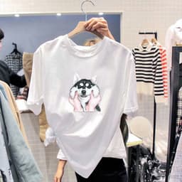 Thumbnail Áo Thun Mùa Hè In Họa Tiết DaDu Đơn Giản Trẻ Trung  Áo Thun Cotton Plus Size Ngắn Tay Phong Cách Hàn Quốc 1