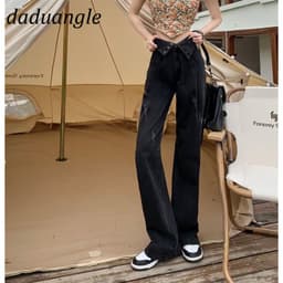 Thumbnail Quần jean dài daduhey ống rộng eo cao phong cách Mỹ thời trang retro mới cho nữ 3