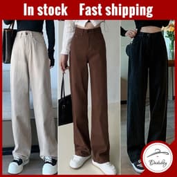 Thumbnail Quần jeans Daduhey dành cho mẹ lưng cao ống rộng phong cách hoài cổ Hàn Quốc vừa vặn suông thẳng 1