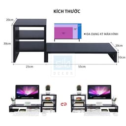 Thumbnail Kệ Màn Hình Máy Tính, Để Sách Bàn Làm Việc Kết Hợp 3 Tầng SIB Decor KDB09 3
