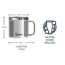 Thumbnail Ly Giữ Nhiệt Cà Phê Có Tay Cầm Nắp Trượt Chống Tràn Rinfere (415ml) 1