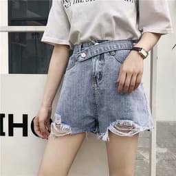 Thumbnail Quần short denim Daduhey ống rộng lưng cao thời trang mùa hè 2020 dành cho nữ 4