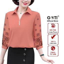 Thumbnail Áo Trung Niên Nữ Dáng Suông Rộng Bigsize Kiểu Cổ Sơ Mi Tay Lững Tặng Mẹ U40-50 GOTI 3A26 3A27 3A33 3