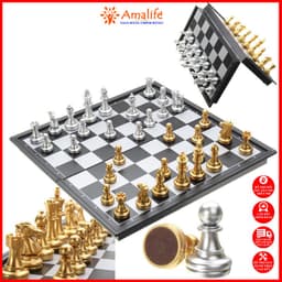 Thumbnail Bộ Cờ Vua Nam Châm Cao Cấp Nhiều Size Phủ Nhũ Màu Vàng Màu Bạc Chính Hãng Amalife 2