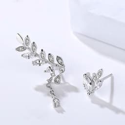 Thumbnail Khuyên tai bạc lá oliu cọc cạnh điệu đà cá tính Dế Bạc - K5216 2