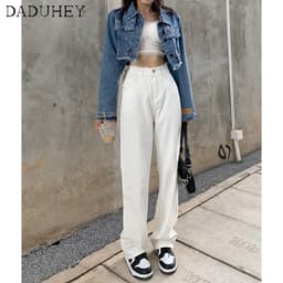Thumbnail Quần jean ống rộng lưng cao thời trang đường phố cho nữ 6 màu tùy chọn 4