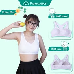 Thumbnail Áo lót học sinh Purecotton MÀU XÁM cho bé gái mới lớn chất liệu cotton kiểu dáng chui đầu - đệm mỏng 2