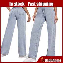 Thumbnail Quần jean nữ cạp cao ống thẳng rộng cho nữ 1