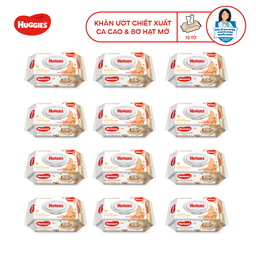 Thumbnail Thùng 12 gói Khăn ướt Huggies chiết xuất Cao cao và Bơ hạt mỡ (72 miếng/gói) 3
