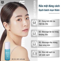 Thumbnail Combo sữa rửa mặt bạc hà mint cleanser Hemia dung tích 130g giúp sạch sâu dưỡng ẩm dịu da + bông nở rửa mặt 12pcs HEMIA 2