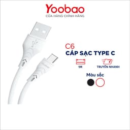 Thumbnail Dây cáp sạc cho điện thoại smartphone Android đầu Type-C Yoobao C6 dài 1m 3