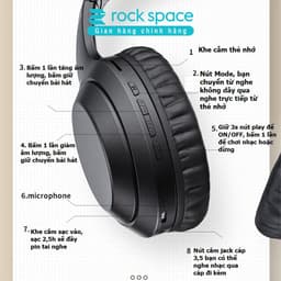 Thumbnail Headphone Tai nghe bluetooth chụp tai Rockspace O2 chính hãng có mic nghe nhạc 15h  bảo hành 1 năm 1