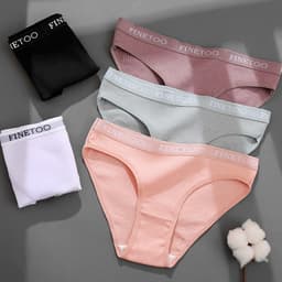 Thumbnail Quần lót FINETOO in chữ cái phong cách gợi cảm thoải mái 5 màu tùy chọn cho nữ kích thước M-XL 3