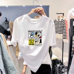 Thumbnail Áo Thun Mùa Hè In Họa Tiết DaDu Đơn Giản Trẻ Trung  Áo Thun Tay Ngắn Dáng Rộng In Họa Tiết Hoạt Hình Thời Trang Xinh Xắn 1