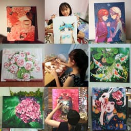 Thumbnail Tranh sơn dầu số hóa tự tô màu theo số Gam Cây Bốn Mùa Trừu Tượng căng khung 40x50cm TT0491 1