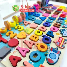 Thumbnail Đồ chơi giáo dục S-kids, Bảng chữ cái bằng gỗ cho bé Tích Hợp Số và Trò chơi câu cá nam châm. 3