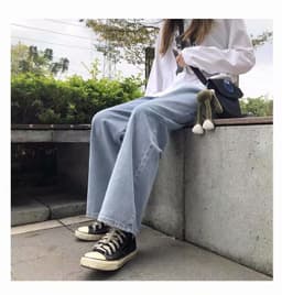 Thumbnail Quần jeans dài DADUHEY ống rộng phong cách Hàn Quốc cá tính thời trang cho nữ 1