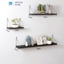 Thumbnail Kệ Gỗ Trang Trí Treo Tường Không Khoan SIB Decor, Móc Inox, Phụ Kiện Tặng Kèm KT02 2