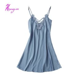 Thumbnail Đầm Ngủ Mặc Nhà Lụa Satin Hisexy Không Mút Ngực MD06 2