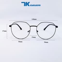 Thumbnail Gọng kính cận nam nữ mắt tròn màu vàng hồng, đen, bạc 7K6611. Tròng giả cận 0 độ chống ánh sáng xanh, tia UV 2