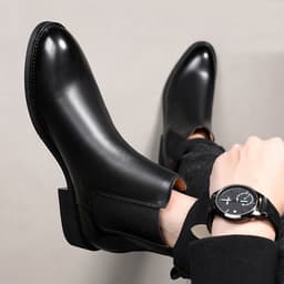 Thumbnail Giày da chelsea boots Inichi G1071 da lì loại tốt, có may đế 3