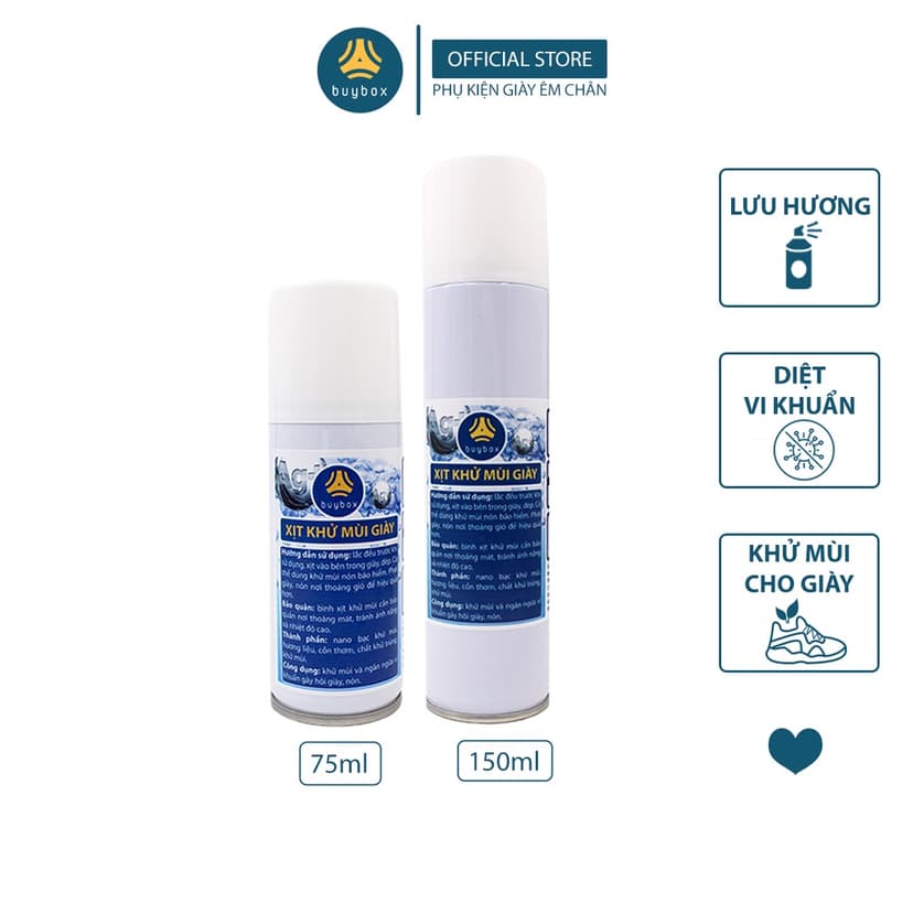 Ảnh Xịt khử mùi giày dép Nano bạc buybox - dung tích 75ml hoặc 150ml - BBPK61 1