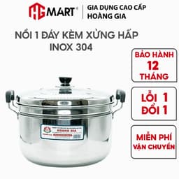Thumbnail Nồi inox 1 đáy HG Mart nắp kính có xửng hấp nấu trên bếp từ [Bảo Hành 12 Tháng] 1