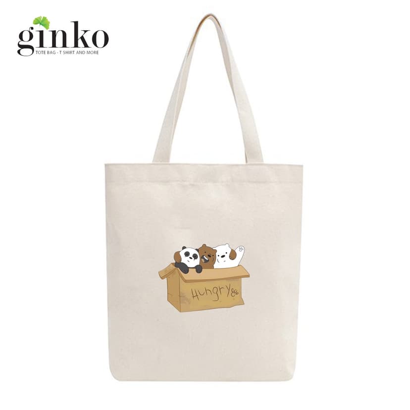 Ảnh BST Túi Tote Vải Mộc GINKO Kiểu Basic có dây kéo khóa ( túi con ) in hình We Bare Bears M68-M76 4